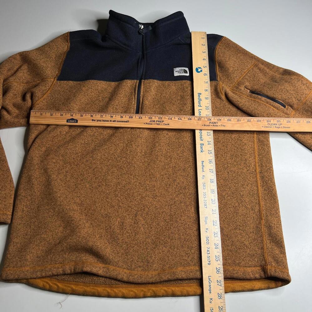 The North Face Men’s XL Quarter Zip Fleece Pullover Brown Navy Outdoor Hiking - Picture 7 of 8